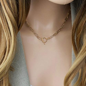 Stunning Turandoss Gold Paperclip Necklace for Women