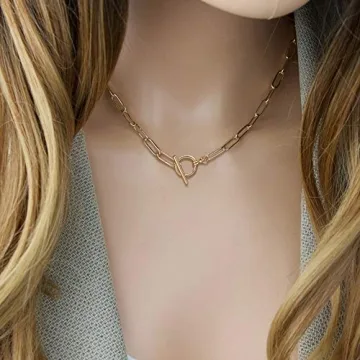 Stunning Turandoss Gold Paperclip Necklace for Women