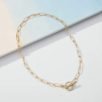 Stunning Turandoss Gold Paperclip Necklace for Women
