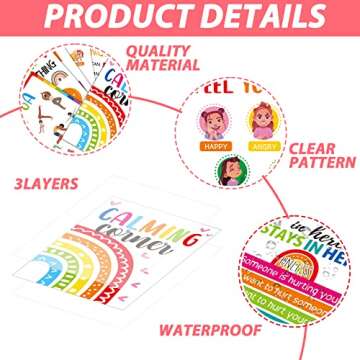 ZOIIWA 12pcs Colorful Calming Corner Classroom Posters - Emotional Well-Being Decor