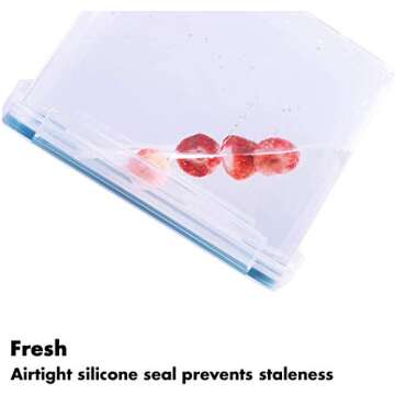 Airtight Food Storage Containers with Lids- HOOJO 6 Pcs (3.3QT / 3.6L) Plastic Containers for Flour, Cereal and Bulk Dry Food, BPA Free Storage Containers for Kitchen Pantry and Snacks, Blue