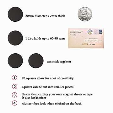 HOUSE AGAIN Round Magnets with Adhesive Backing, Adhesive Magnets for Crafts, Small Sticky Magnetic ...