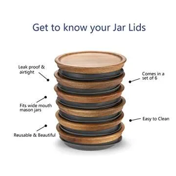 6 Pack Wooden Storage Lids Set,Wooden Lids for Ball,Kerr [Jar]s,Food Grade Material,100% Fit & Airtight for [Wide] [Mouth] [Mason] [Mason] [Jar]s