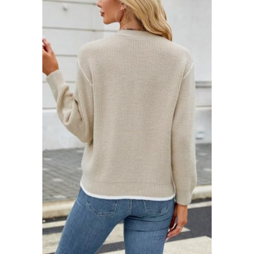 Allimy Women Cardigan Slouchy Wool Cashmere Ribbed Knitted V Neck Soft Cropped Short Cardigans for Women Trendy Sweaters Lightweight Fall Fashion 2025 Sweater Coats Button Down Cardigans Khaki US 4 6