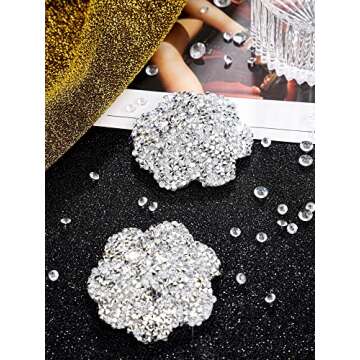 Hercicy 3 Pairs Rhinestone Pasties Sticky Bra Reusable Pasty Breast Covers Waterproof Boob Stickers for Women Silver