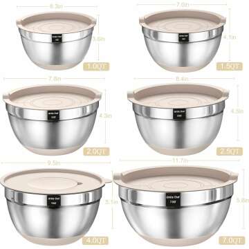 Airtight Mixing Bowls Set - 26PCS Stainless Steel