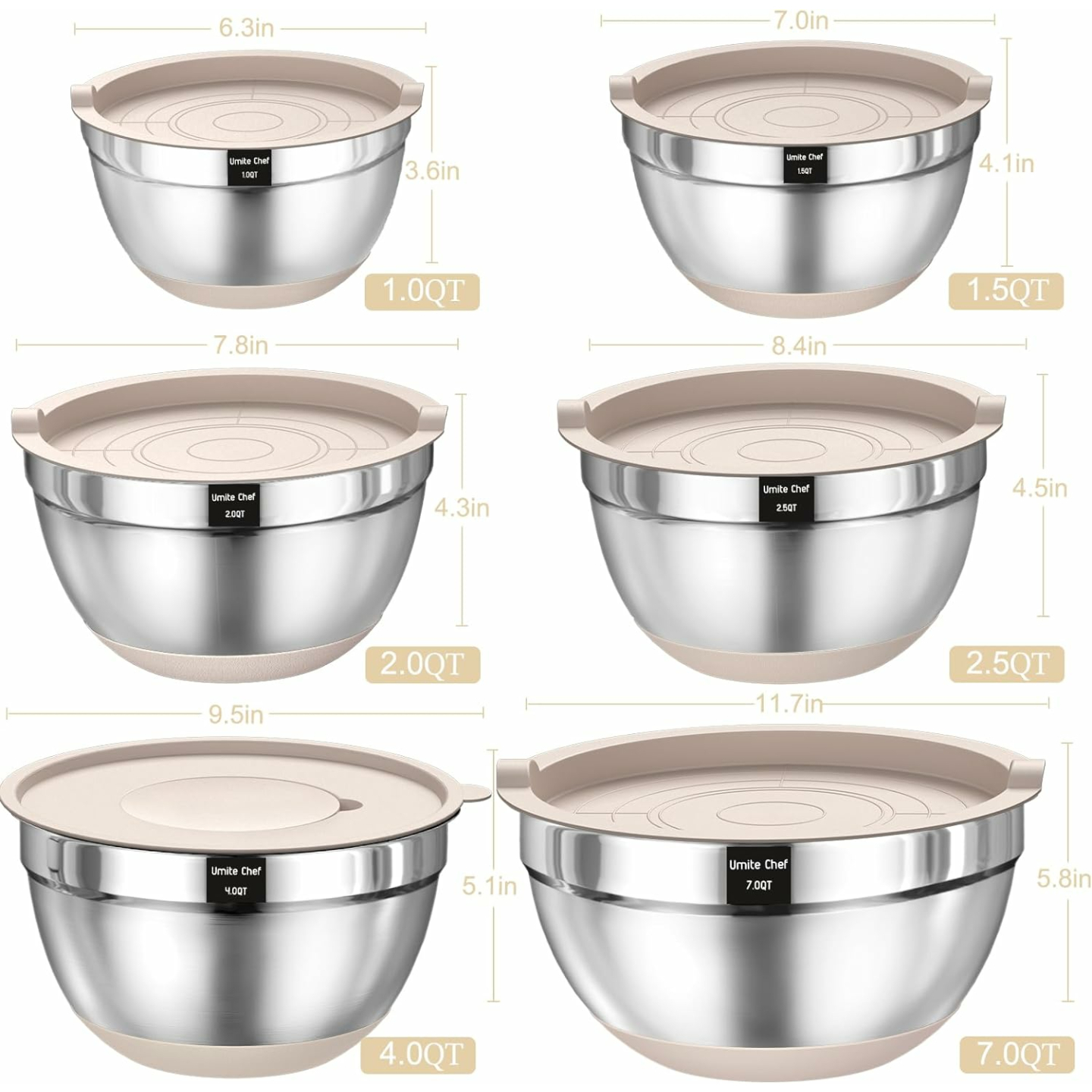 Airtight Mixing Bowls Set - 26PCS Stainless Steel