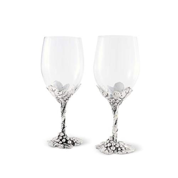 Arthur Court Aluminum Grape Pattern Wine Glasses 8.25"