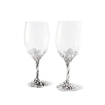 Arthur Court Aluminum Grape Pattern Wine Glasses 8.25"