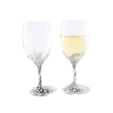 Arthur Court Aluminum Grape Pattern Wine Glasses 8.25"