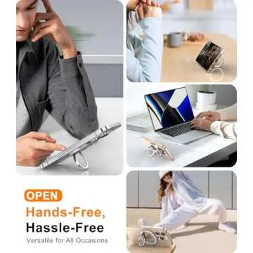 Temdan Magnetic Phone Ring Holder for MagSafe, Magnetic Pop Socket Cell Phone Grip Stand Finger Ring Kickstand Two-Sided Magnetic Fit for iPhone 16 Pro Max 15 14 13 12 Mag-Safe Accessories-Silver