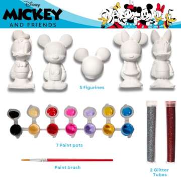 Innovative Designs Disney Mickey and Friends DIY Paint Your Own Figurines Arts and Crafts Set for Ki...