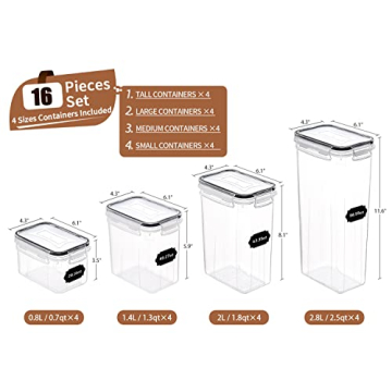 PRAKI Airtight Food Storage Containers - 16 Pcs Set