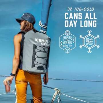 ICEMULE Pro XLarge Collapsible Backpack Cooler – Hands Free, 100% Waterproof, 24+ Hours Cooling, Soft Sided Cooler for Hiking, Camping, Fishing & Picnics, 33 Liter, Fits 32 Cans + Ice, Matte Black