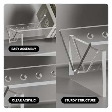 Sumerflos Acrylic Desktop Bookcase, Book Storage Organizer Bookshelves, Clear Mordern Tabletop Storage Rack for Office Home Shelf Display for Cd/Magazine/Book - Clear