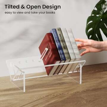 Sumerflos Acrylic Desktop Bookcase, Book Storage Organizer Bookshelves, Clear Mordern Tabletop Storage Rack for Office Home Shelf Display for Cd/Magazine/Book - Clear