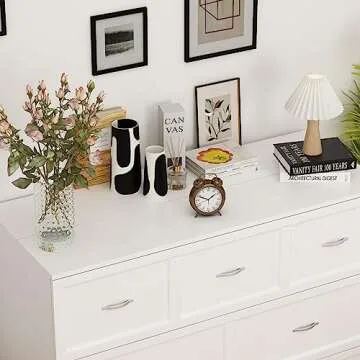 ECACAD Multi-Functional Murphy Cabinet Bed, Full Size Bed Frame Murphy Bed Chest with Built-in Power Strip & 3 Drawers, Full Foldable Platform Bed, White