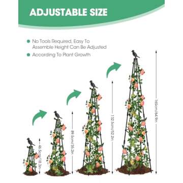 2 Pack Garden Trellis for Climbing Plants Outdoor,59inch Tall Rustproof Metal Obelisk Trellis Suppor...