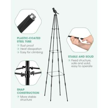 2 Pack Garden Trellis for Climbing Plants Outdoor,59inch Tall Rustproof Metal Obelisk Trellis Support for Potted Vines Vegetable Plants Indoor Outdoor, Lightweight