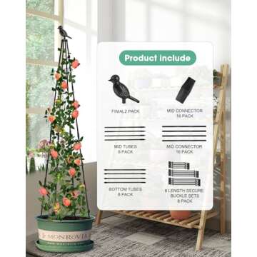 2 Pack Garden Trellis for Climbing Plants Outdoor,59inch Tall Rustproof Metal Obelisk Trellis Support for Potted Vines Vegetable Plants Indoor Outdoor, Lightweight