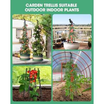 2 Pack Garden Trellis for Climbing Plants Outdoor,59inch Tall Rustproof Metal Obelisk Trellis Support for Potted Vines Vegetable Plants Indoor Outdoor, Lightweight