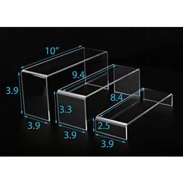 Jusalpha 3 PC Large Clear Acrylic Riser Set, Acrylic Display Risers Shelf Showcase Fixtures for Jewe...