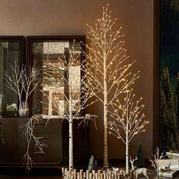 Hairui Lighted White Birch Tree 6FT 128L for Christmas Holiday Wedding Party Decorations Tree Lights Plug in Indoor Outdoor Use