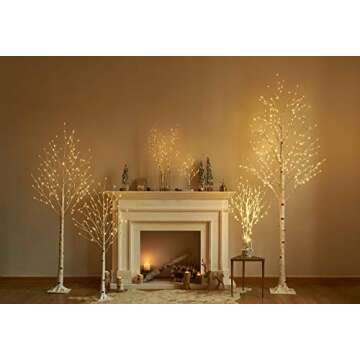 Hairui Lighted White Birch Tree 6FT 128L for Christmas Holiday Wedding Party Decorations Tree Lights Plug in Indoor Outdoor Use