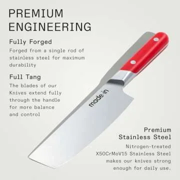 Made In Cookware 6" Nakiri Knife - Pomme Red Handle