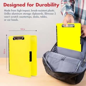 Dexas Slimcase 2 Clipboard with Storage in Neon Yellow
