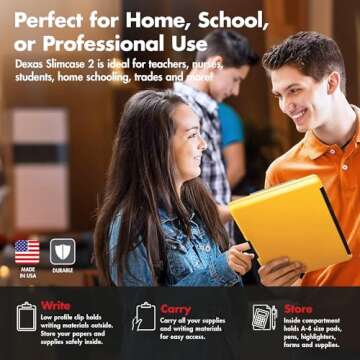 Dexas Slimcase 2 Plastic Clipboard with Storage and Side Opening, Neon Yellow, Office Supplies Clipboards to Organize, Carry and Store, A4 Holder, Style and Functionality Nursing Clipboard