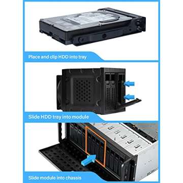 Rosewill 4U Server Chassis Rackmount Case | 12 Hot Swap 3.5", 2.5" SATA I, SATA II, SATA III SAS | E-ATX Compatible | 3 Front 120mm Fans, 2 Rear 80mm Fans | 2X USB 3.0| Front Panel Lock - RSV-L4412U