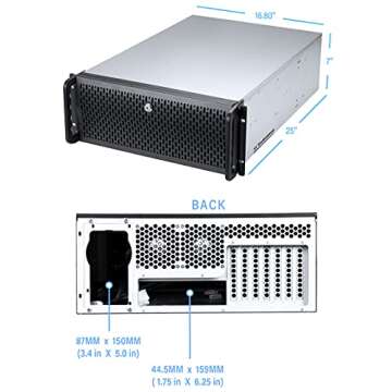 Rosewill 4U Server Chassis Rackmount Case | 12 Hot Swap 3.5", 2.5" SATA I, SATA II, SATA III SAS | E-ATX Compatible | 3 Front 120mm Fans, 2 Rear 80mm Fans | 2X USB 3.0| Front Panel Lock - RSV-L4412U