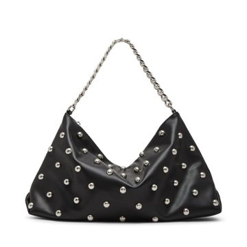 Steve Madden Randyy Soft Shoulder Bag with Dome Studs - Black