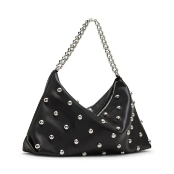 Steve Madden Randyy Soft Shoulder Bag with Dome Studs - Black