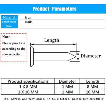 newlng 500PCS Small Nail Round Head Tiny Nails String Art Nails Hand-Made Hardware Accessories Fasteners Mini Nails 1 X 10mm/0.04"X0.4"(DXL) Bronze