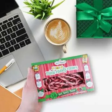 Organic Mini Berry Flavored Individually Wrapped Candy Canes, Holiday Gifts and Stocking Stuffers, 30 Count