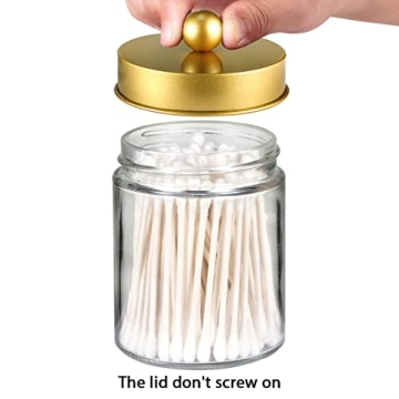 Amolliar Apothecary Jars Bathroom Organizer Gold 2-Pack