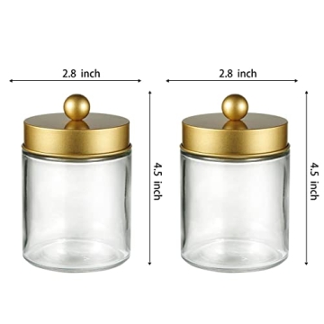 Amolliar Apothecary Jars Bathroom Organizer Gold 2-Pack