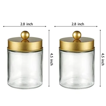 Amolliar Apothecary Jars Bathroom Organizer Gold 2-Pack