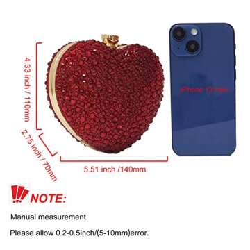 Cute Heart Shape Rhinestone Clutch Purse Women Handbag