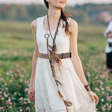 SATINIOR 2 Pieces Women Straw Woven Elastic Stretch Waist Belt Skinny Dress Braided Waist Belt with Wooden Style Buckle (Black and Stripe Color)