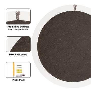 DUQIMO Round Wall Mirror 24 Inch, Natural Mother of Pearl Inlay Rectangle Wall Mirror, Shatterproof Tempered Glass Mosiac Mirror for Bathroom Bedroom Hallway and Living Room