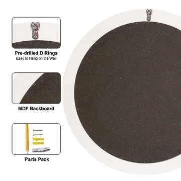 DUQIMO Round Wall Mirror 24 Inch, Natural Mother of Pearl Inlay Rectangle Wall Mirror, Shatterproof Tempered Glass Mosiac Mirror for Bathroom Bedroom Hallway and Living Room