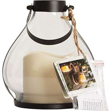 Gerson Everlasting Glow 41559 Battery Operated Metal and Glass School House Lantern with 3 by 3" LED Resin Candle, 5.25 by 5.91", Black