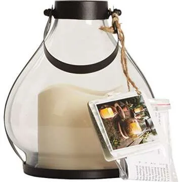 Gerson Everlasting Glow 41559 Battery Operated Metal and Glass School House Lantern with 3 by 3" LED Resin Candle, 5.25 by 5.91", Black