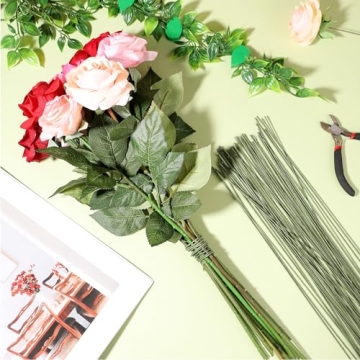 Green Floral Wire 100 Pack for Crafts and Floral Designs