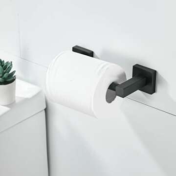 WOLIBEER Black Toilet Paper Holder Towel Ring, Matte Bathroom Hand Towel Holder Set