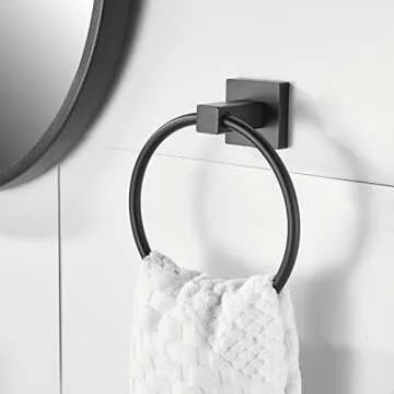 WOLIBEER Matte Black Toilet Paper Holder Towel Ring Set