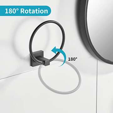 WOLIBEER Matte Black Toilet Paper Holder Towel Ring Set